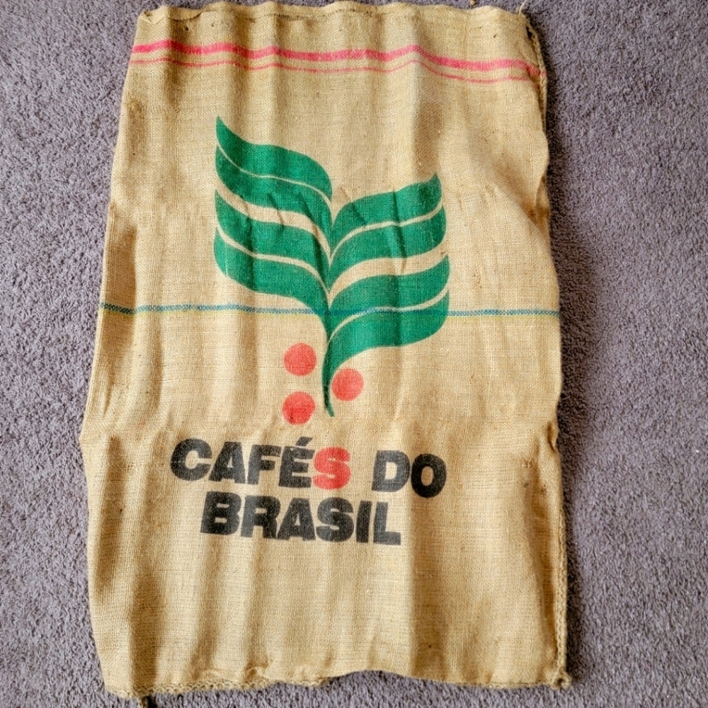 Vintage Burlap Coffee Bean Bag 26" X 39" Large Decor DIY Brasil